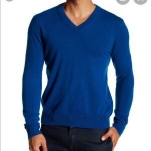 Qi Cashmere Men's Merlot 100% Cashmere V-Neck Sweater size XL